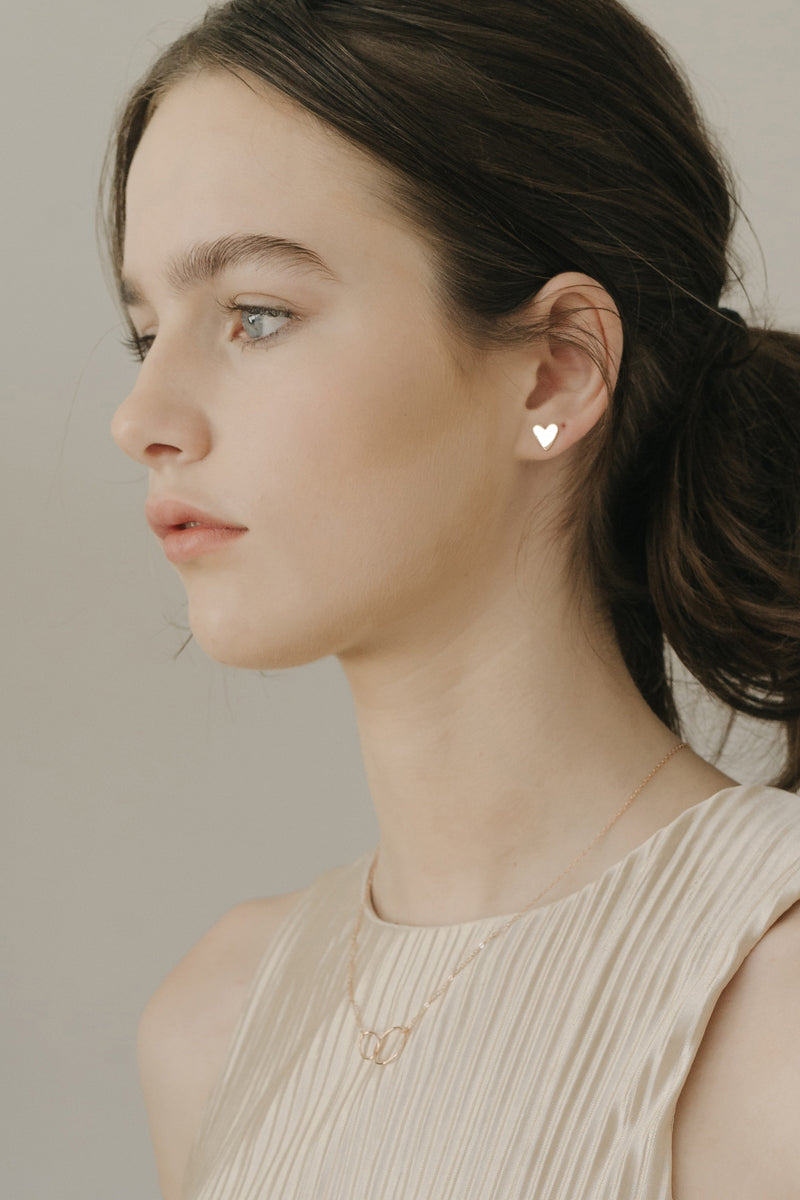 Engravable Tiny Heart Earrings Girls Stud For Sensitive Ears
