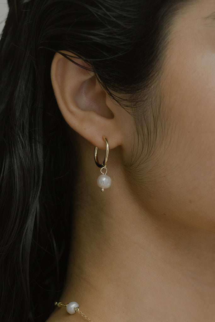 Stardust Pearl Hoop Earrings