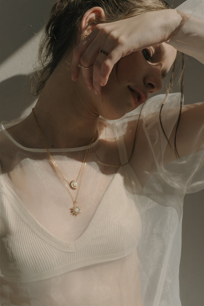 Universe Opal Moon Necklace