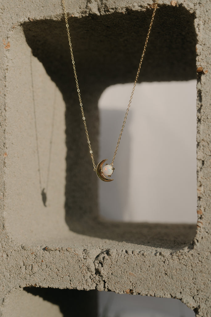 Universe Opal Moon Necklace
