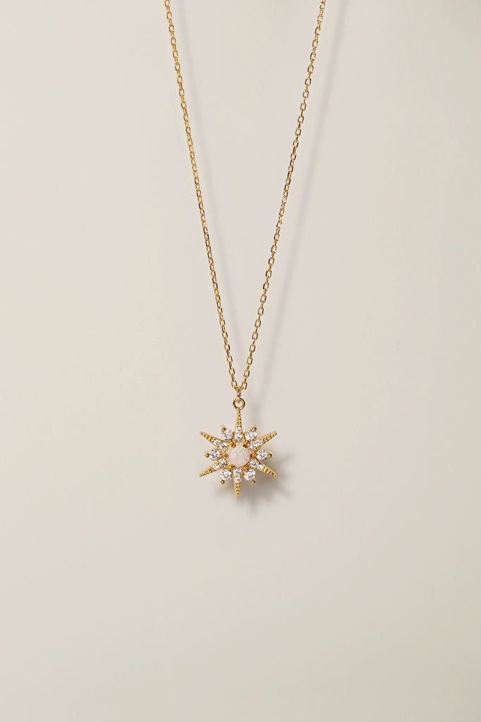 Opal Star Necklace Gold Celestial Jewelry Raw Stone Crystal For Women
