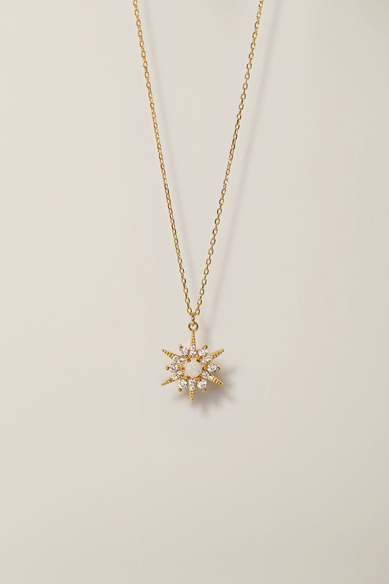 Opal Star Necklace Gold Celestial Jewelry Raw Stone Crystal For Women