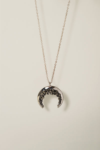 14k Yellow Gold Upside Down Moon Necklace Horse Shoe 