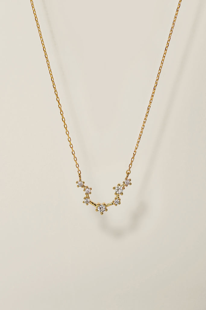 Single Star Necklace With Crystals and Opal Stone North Star Pendant