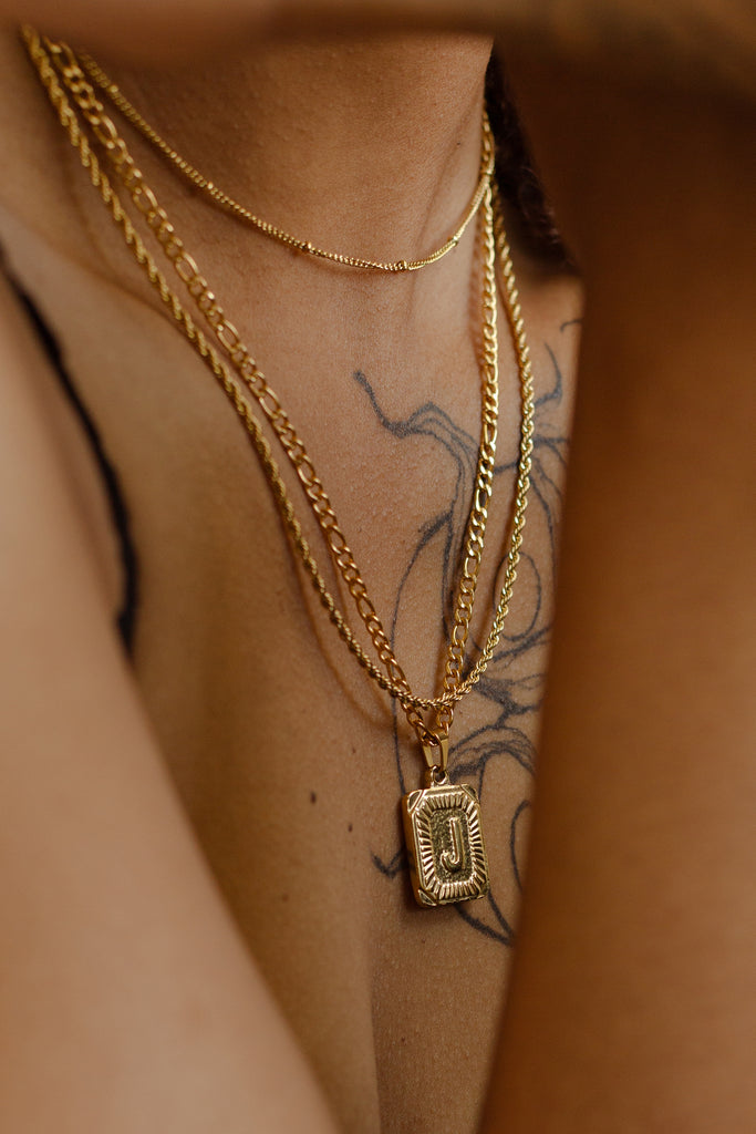 Medallion Rectangle Initial Necklace