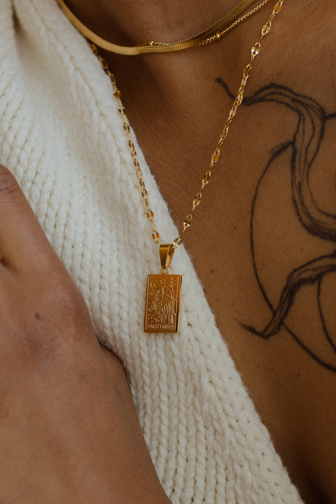 Medallion Rectangle Zodiac Necklace