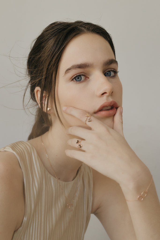 rose gold jewelry double heart ring stacking rings