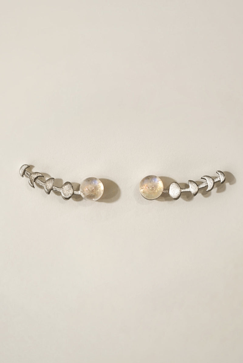 Universe Moonstone Ear Climber Earrings