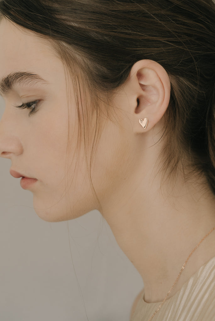 Engravable Tiny Heart Earrings Girls Stud For Sensitive Ears