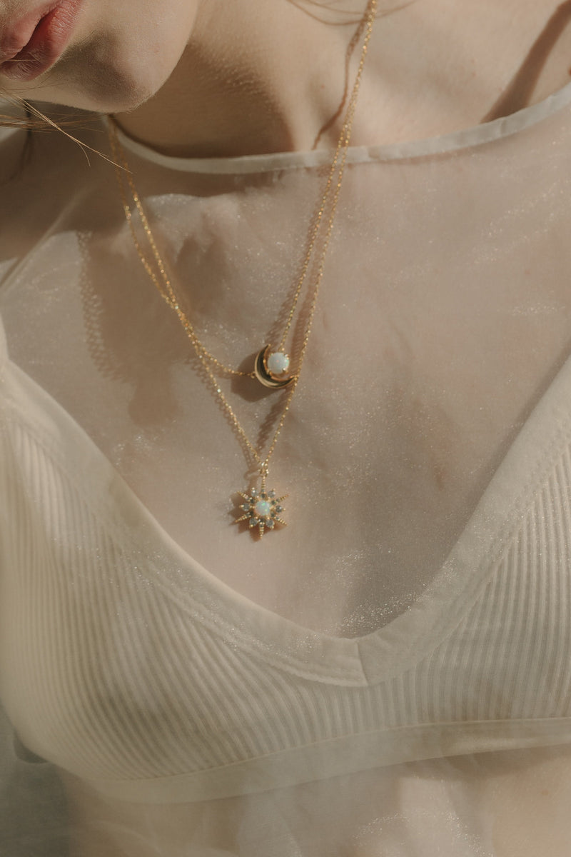 Universe Opal Moon Necklace