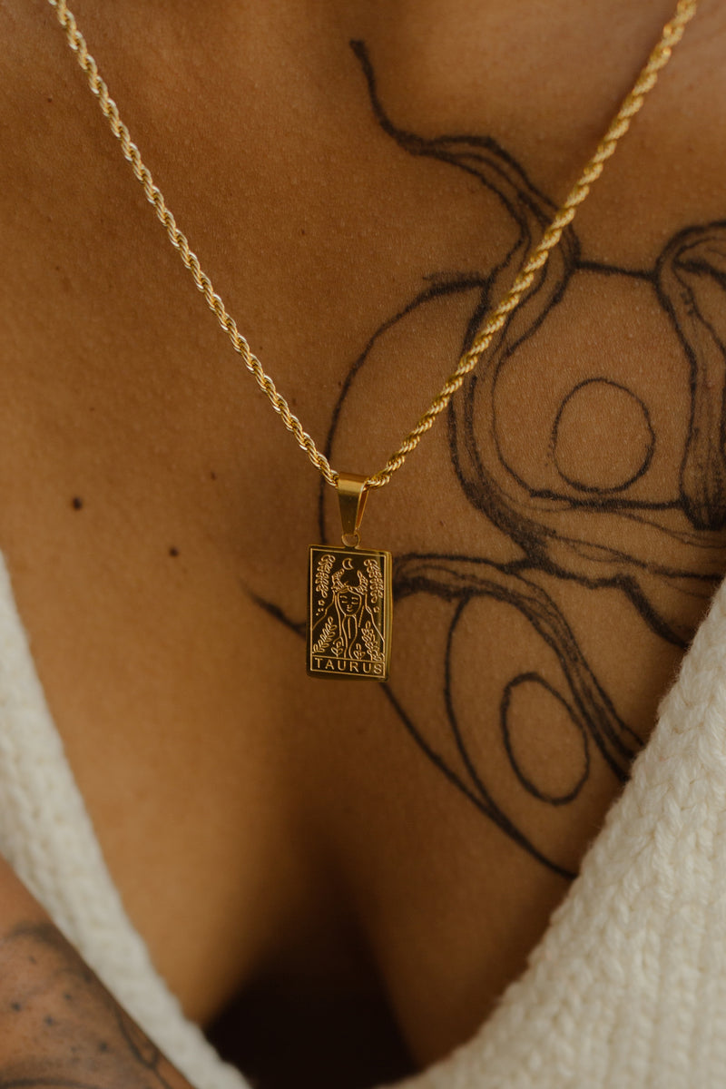 Medallion Rectangle Zodiac Necklace