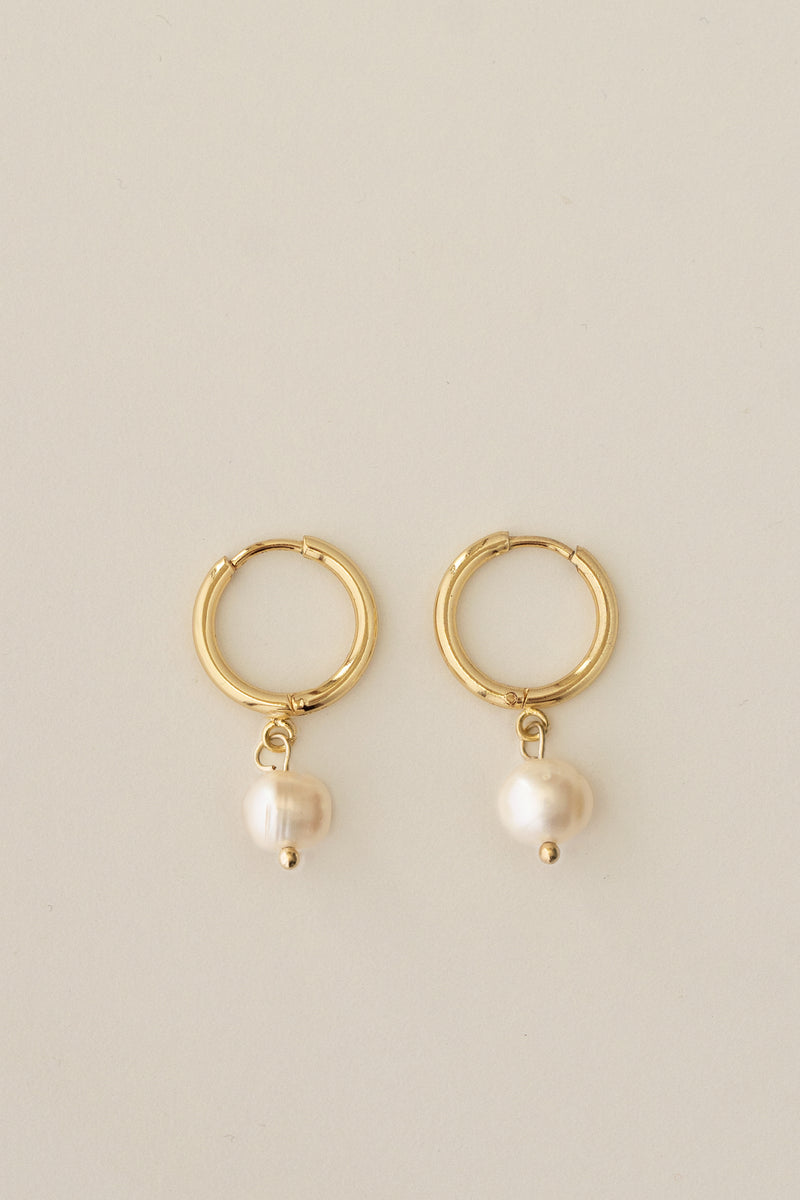 Stardust Pearl Hoop Earrings